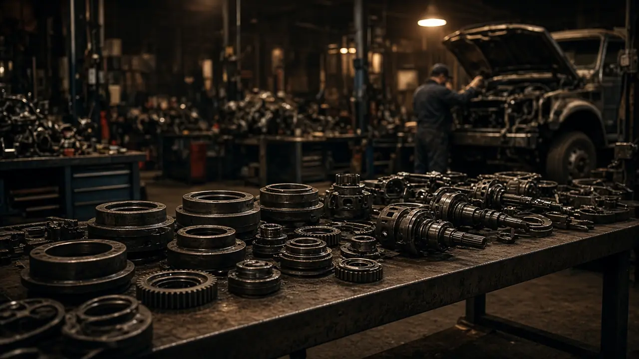 Workshop with automotive components