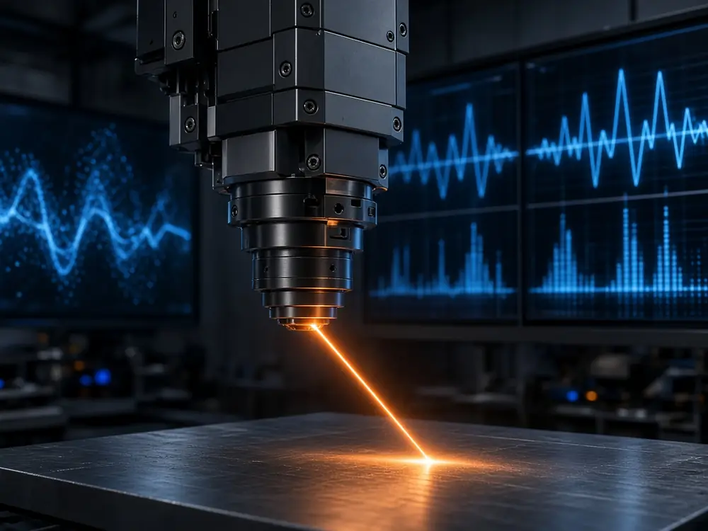 Laser head emitting a focused beam